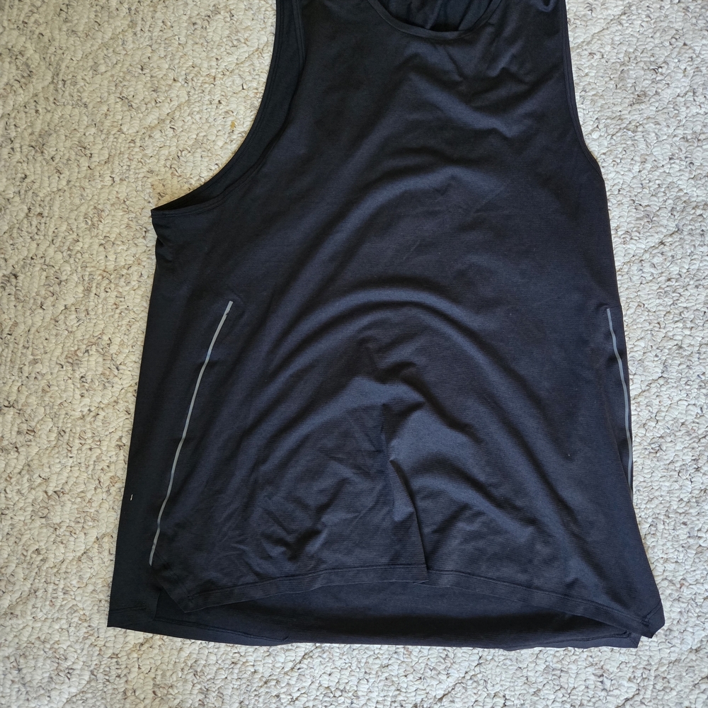 Black Sleeveless Performance Tank Top with Reflective Stripes Lululemon